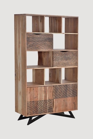 Bibliothèque 2 portes - Naturel et Noir