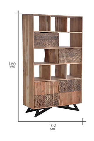 Bibliothèque 2 portes - Naturel et Noir