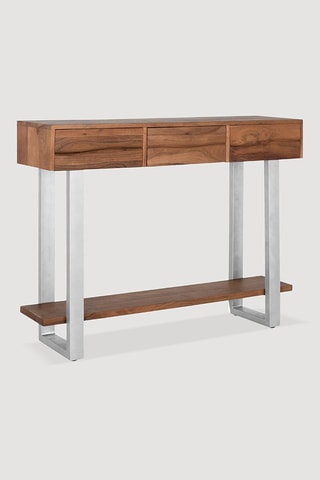 Console 3 tiroirs - Naturel et blanc