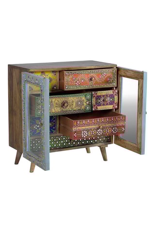 Commode 2 portes - 
Naturel et bleu