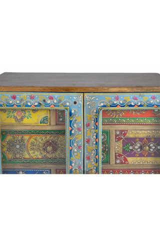 Commode 2 portes - 
Naturel et bleu