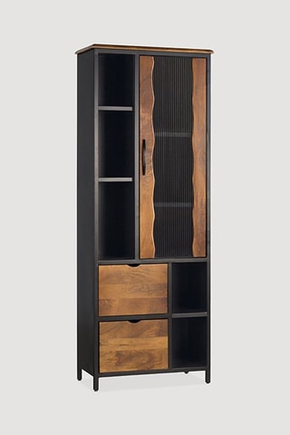 Vitrine 2 portes - Noir et naturel