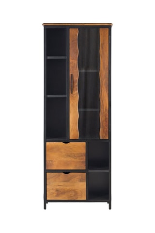 Vitrine 2 portes - Noir et naturel