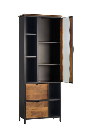 Vitrine 2 portes - Noir et naturel