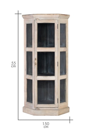Vitrine d’angle 1 porte en manguier - 74 x 150 x 55 cm