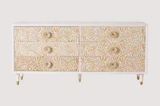 Buffet 6 tiroirs - Naturel et blanc