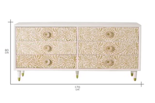 Buffet 6 tiroirs - Naturel et blanc