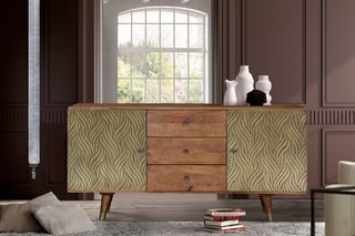 Buffet 2 portes - Naturel et bronze