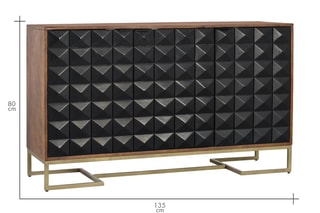 Buffet 3 portes en manguier - 80 x 135 x 40 cm