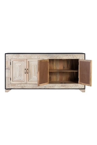 Buffet 4 portes en manguier massif - 195 x 95 x 41 cm 