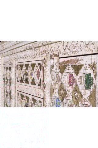 Buffet 2 portes - Blanc vieilli et doré