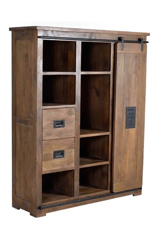 Buffet 1 porte - Naturel et noir