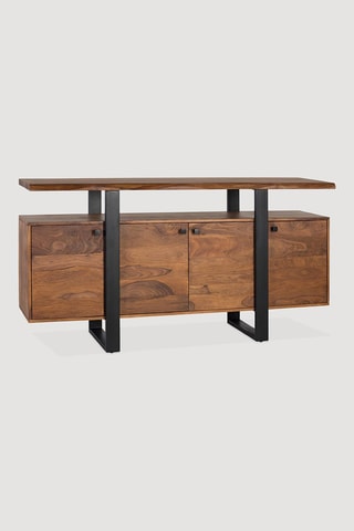 Buffet 4 portes - Naturel et noir