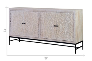 Buffet 4 portes - Blanc vieilli et naturel