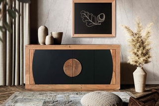 Buffet 4 portes - Naturel et noir