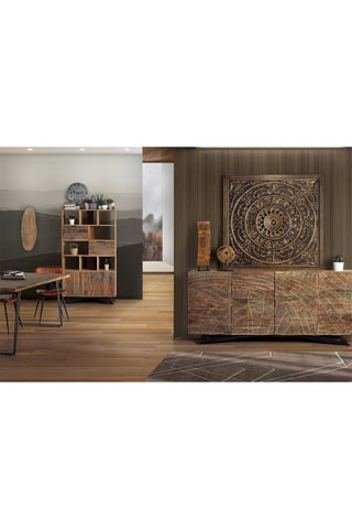 Buffet 4 portes - Naturel et noir