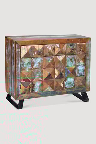 Buffet 2 portes - Naturel et argenté