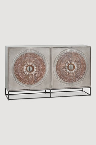 Buffet 2 portes - Gris clair et marron