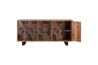 Buffet 4 portes - Naturel et noir