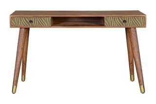 Bureau 2 tiroirs Naturel et doré