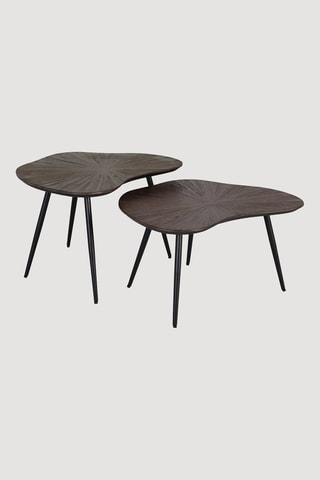 2 tables d’appoint gigognes en teck - 76 x 45 x 52/76 x 39 x 45 cm