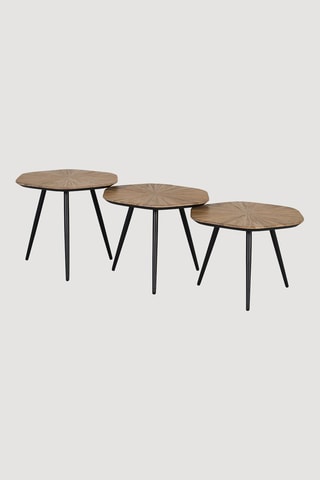 3 tables d’appoint gigognes en teck - 54 x 36 x 54/54 x 39 x 54/54 x 44 x 54 cm