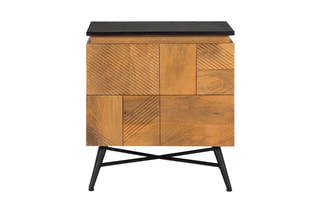 Table de chevet 2 tiroirs en bois recyclé - 50 x 55 x 40 cm