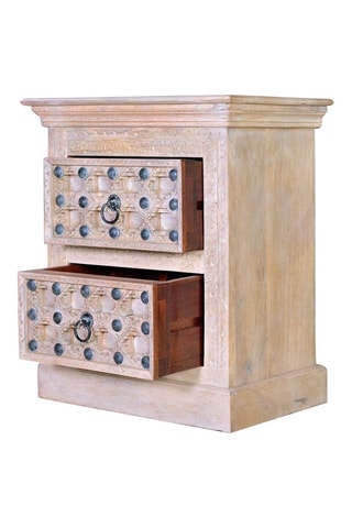 Table de chevet 2 tiroirs - Naturel