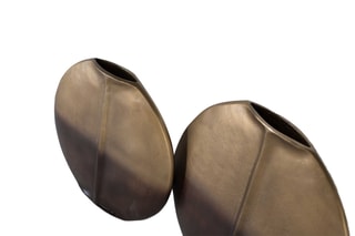 2 vases - 35 x 38 x 12 / 30 x 32 x 11 cm - Doré