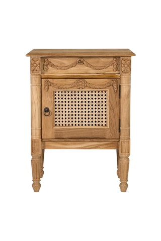 Table de chevet 1 porte en teck massif - 50 x 65 x 35 cm