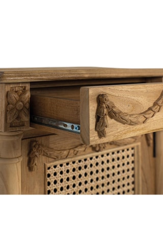 Table de chevet 1 porte en teck massif - 50 x 65 x 35 cm