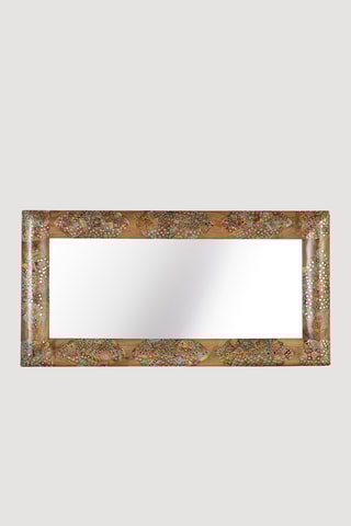 Miroir en manguier massif - 120 x 60 x 4 cm - Naturel et rouge