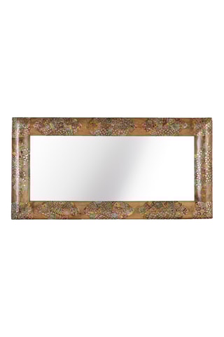 Miroir en manguier massif - 120 x 60 x 4 cm - Naturel et rouge