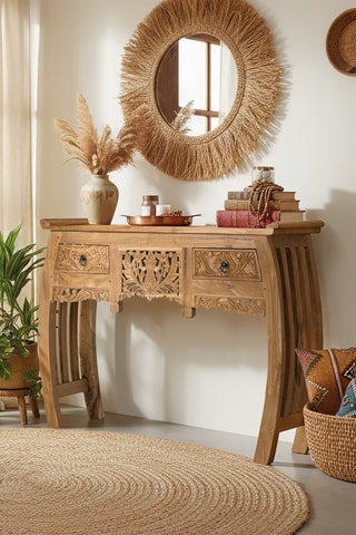 Console 2 tiroirs en teck - 100 x 78 x 37 cm 