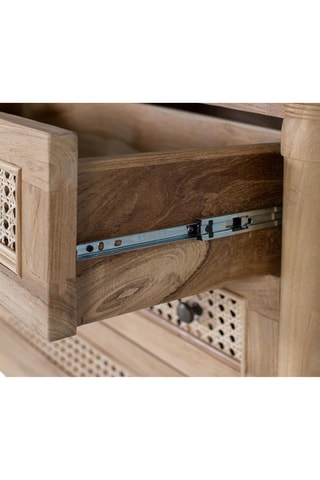 Table de chevet 3 tiroirs en teck massif - 80 x 86 x 40 cm