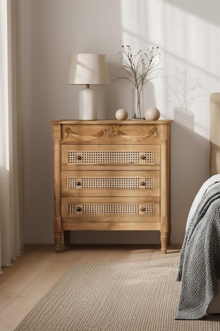 Table de chevet 3 tiroirs en teck massif - 80 x 86 x 40 cm