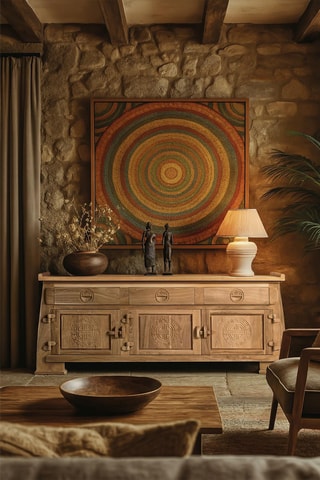 Meuble TV 3 portes et 3 tiroirs en teck - 170 x 62 x 35 cm