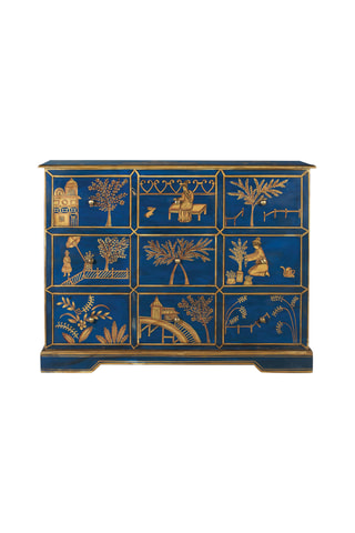 Commode 9 tiroirs en manguier - 120 x 90 x 40 cm 