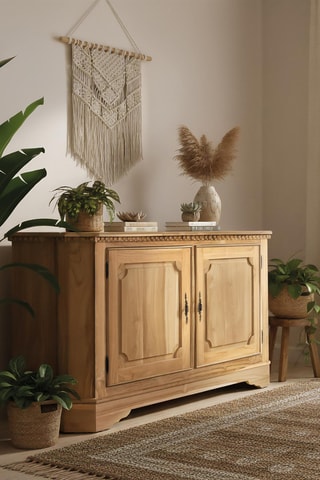 Buffet 2 portes en teck massif - 150 x 86 x 41,5 cm