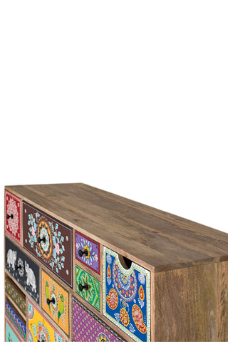 Commode 14 tiroirs en manguier - 120 x 90 x 40 cm 