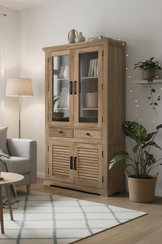 Vaisselier 4 portes en manguier - 90 x 180 x 40 cm