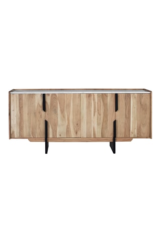 Buffet 4 portes en acacia massif et marbre - 180 x 78 x 40 cm