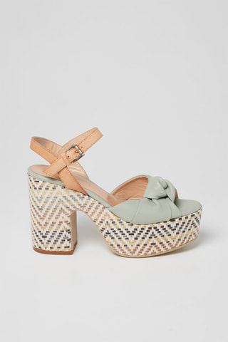 Sandales à talons en cuir - Vert d’eau et camel - Harmont & Blaine