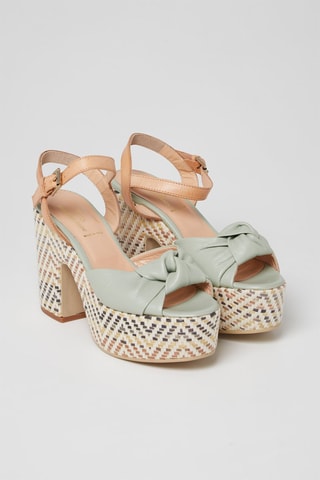 Sandales à talons en cuir - Vert d’eau et camel - Harmont & Blaine