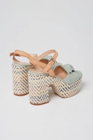 Sandales à talons en cuir - Vert d’eau et camel - Harmont & Blaine