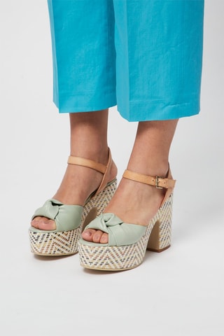 Sandales à talons en cuir - Vert d’eau et camel - Harmont & Blaine