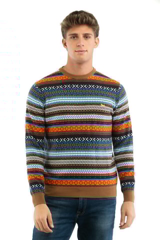 Pull en laine - Marron et orange