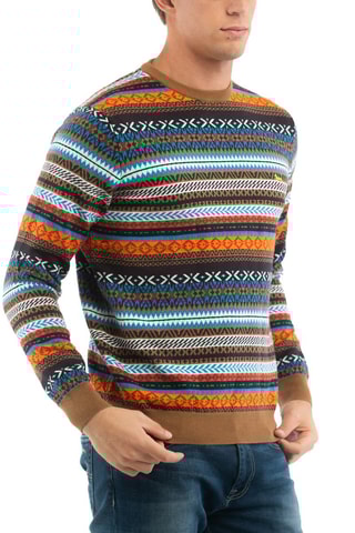 Pull en laine - Marron et orange