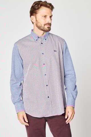 Chemise à carreaux - Bleu et bordeaux  - Harmont & Blaine