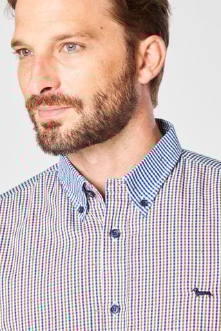 Chemise à carreaux - Bleu et bordeaux  - Harmont & Blaine